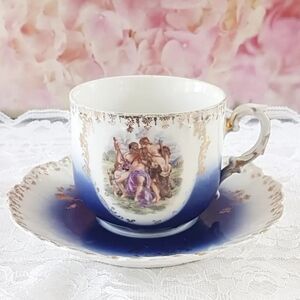 Tea Cup and Saucer Romantic Art Nouveau Adam and Eve
